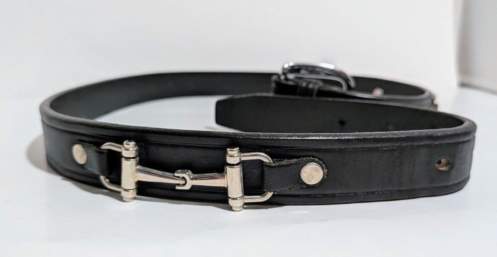 Tory English Bridle Belt Equestrian Leather Bit Size 32 Black Silver Excellent